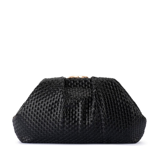 Olga Berg MARTINIQUE Woven Clutch (Black)