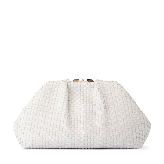 Olga Berg MARTINIQUE Woven Clutch (White)