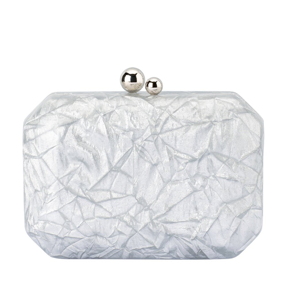 Olga Berg MATEO Metallic Clutch (Silver)