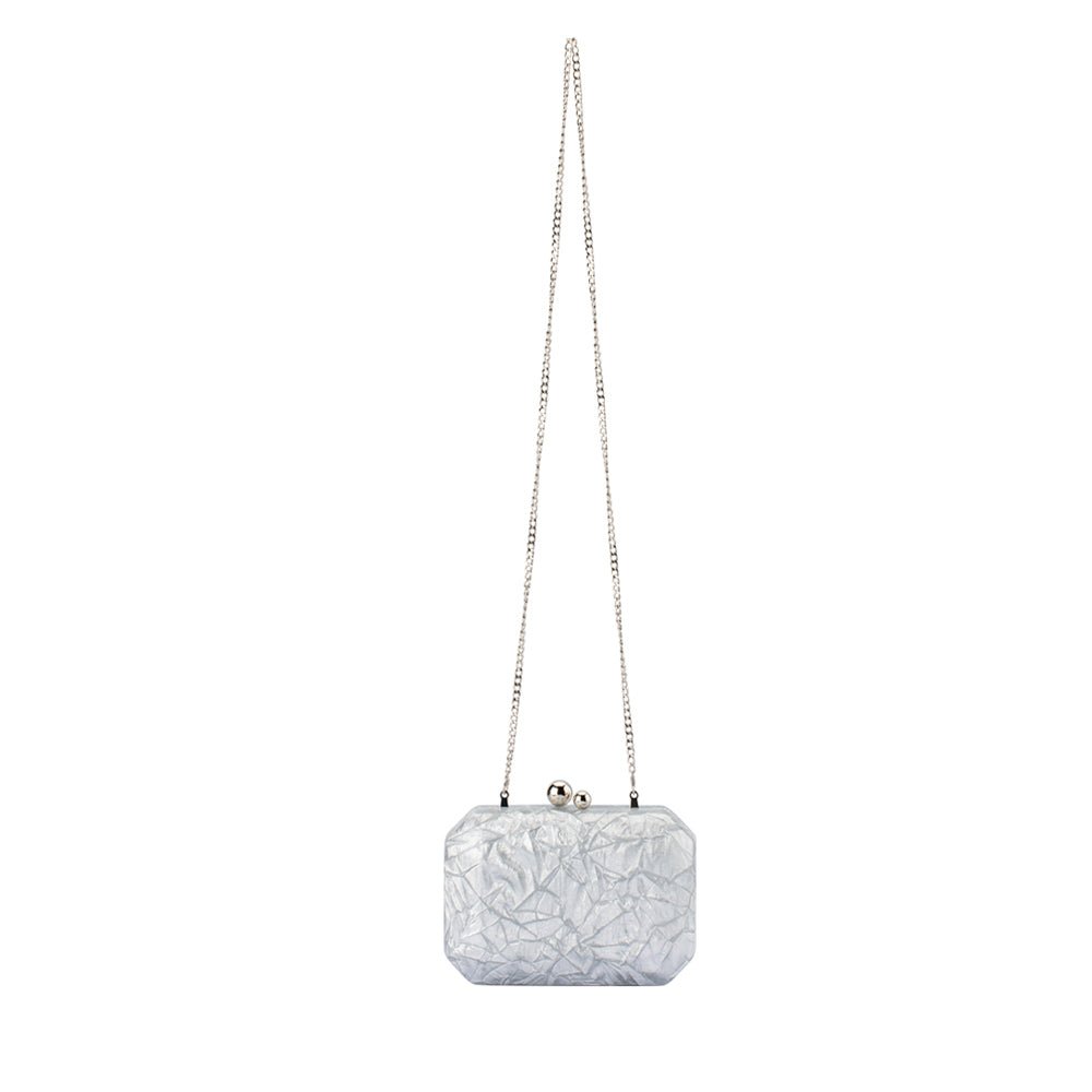 Olga Berg MATEO Metallic Clutch (Silver)