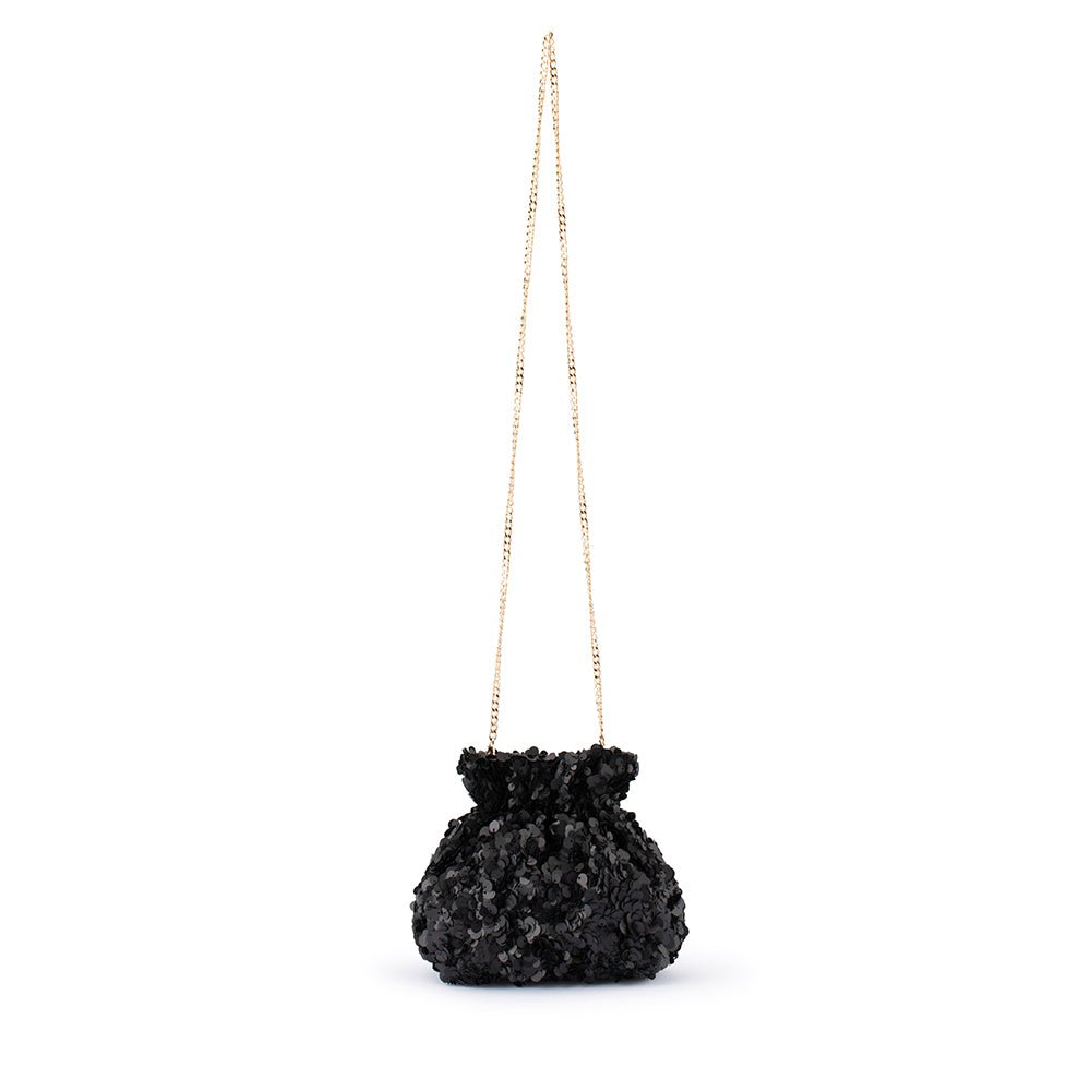 Olga Berg MATTIE Sequin Pouch (Black)
