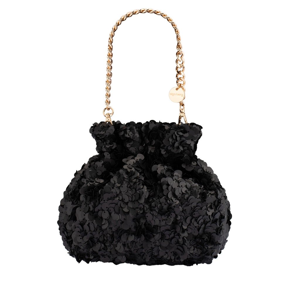 Olga Berg MATTIE Sequin Pouch (Black)