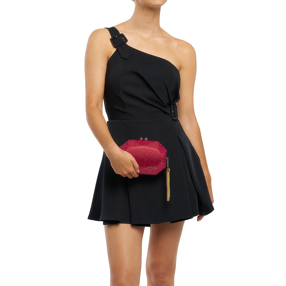 Olga Berg MATTY Crystal Clutch (Red)