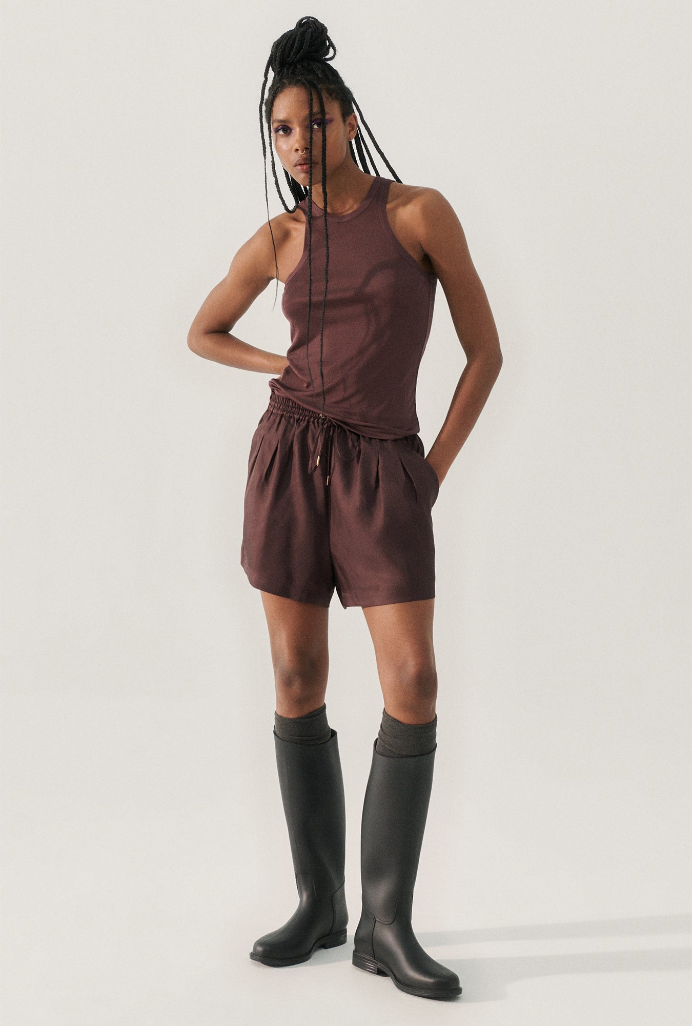 Silk Laundry Jersey Tank (Cacao)