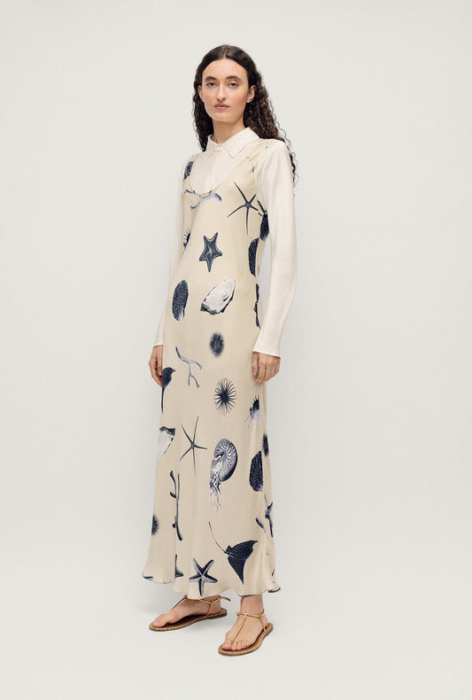 Image of Dresses. Product name - Scoop Neck Dress Seashells in Seashells colour by brand - Silk Laundry