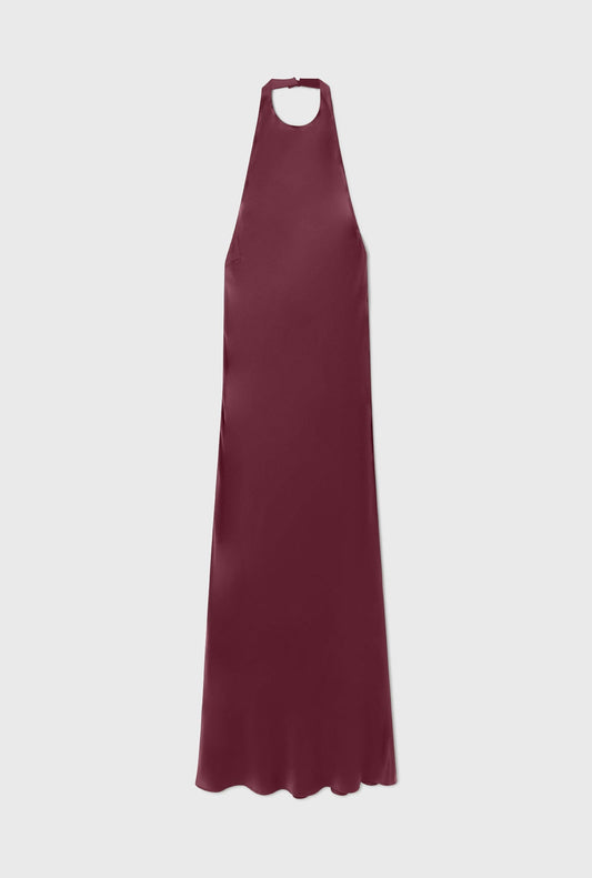 Silk Laundry Long Halter Dress (Deadleaf)