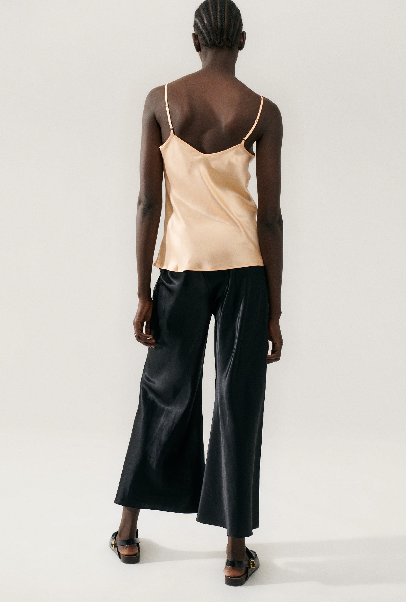 Silk Laundry Wide Bias Pants Raw Edge (Black)