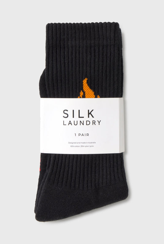 Image of Socks. Productname: Crew Sock Dearly Beloved in Dearly Beloved Black colour by brand - Silk Laundry