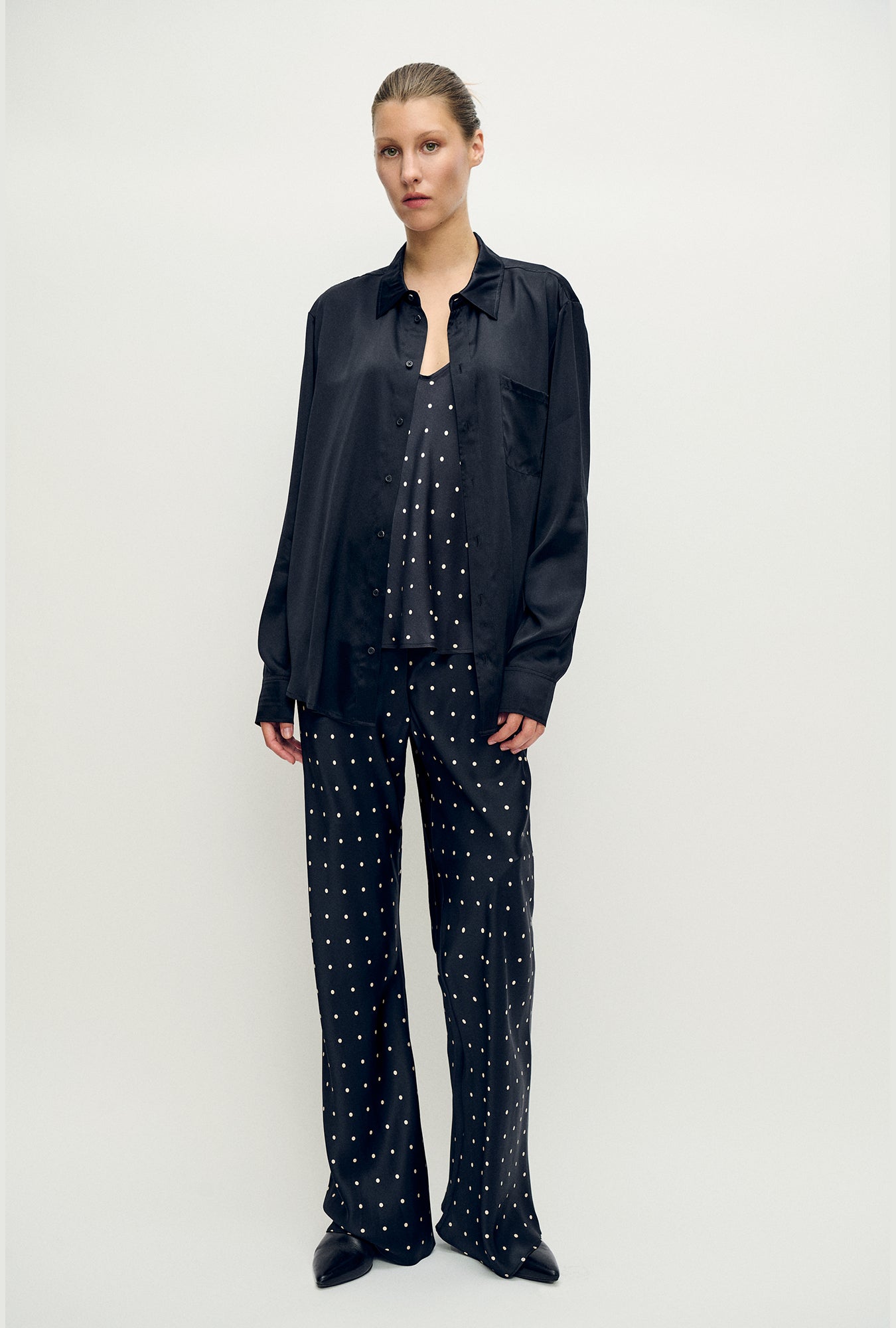Image of Shirts. Product name - Boyfriend Shirt Black in Black colour by brand - Silk Laundry