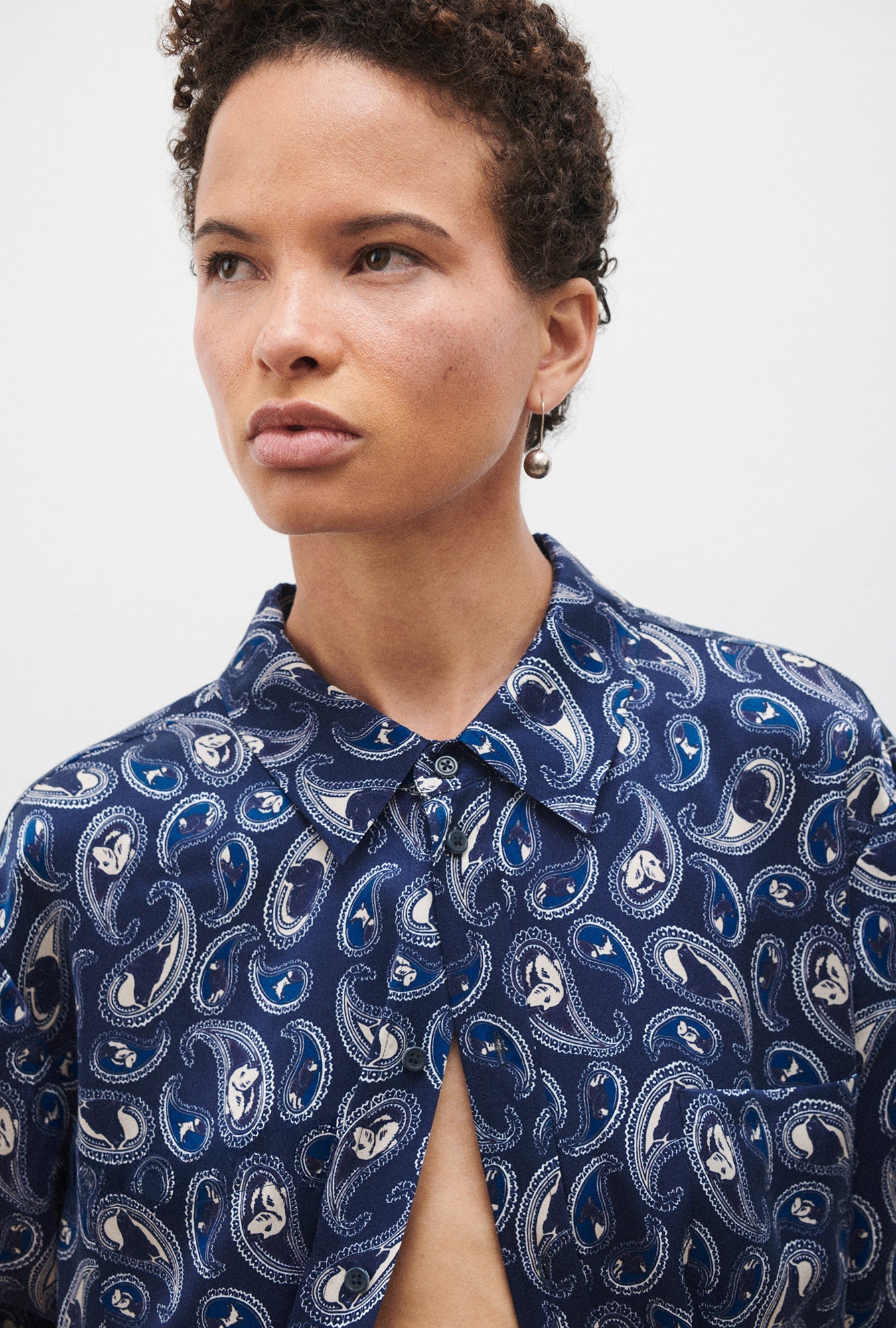 Silk Laundry Short Sleeve Boyfriend Shirt (Hounds Paisley)