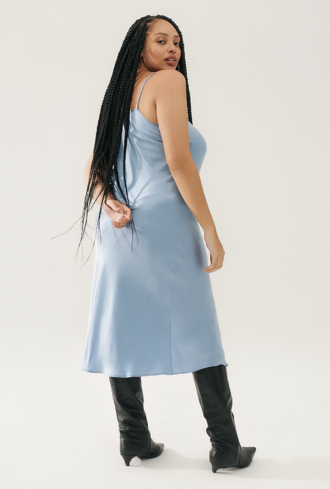 Silk Laundry 90s Slip Dress (Sky)