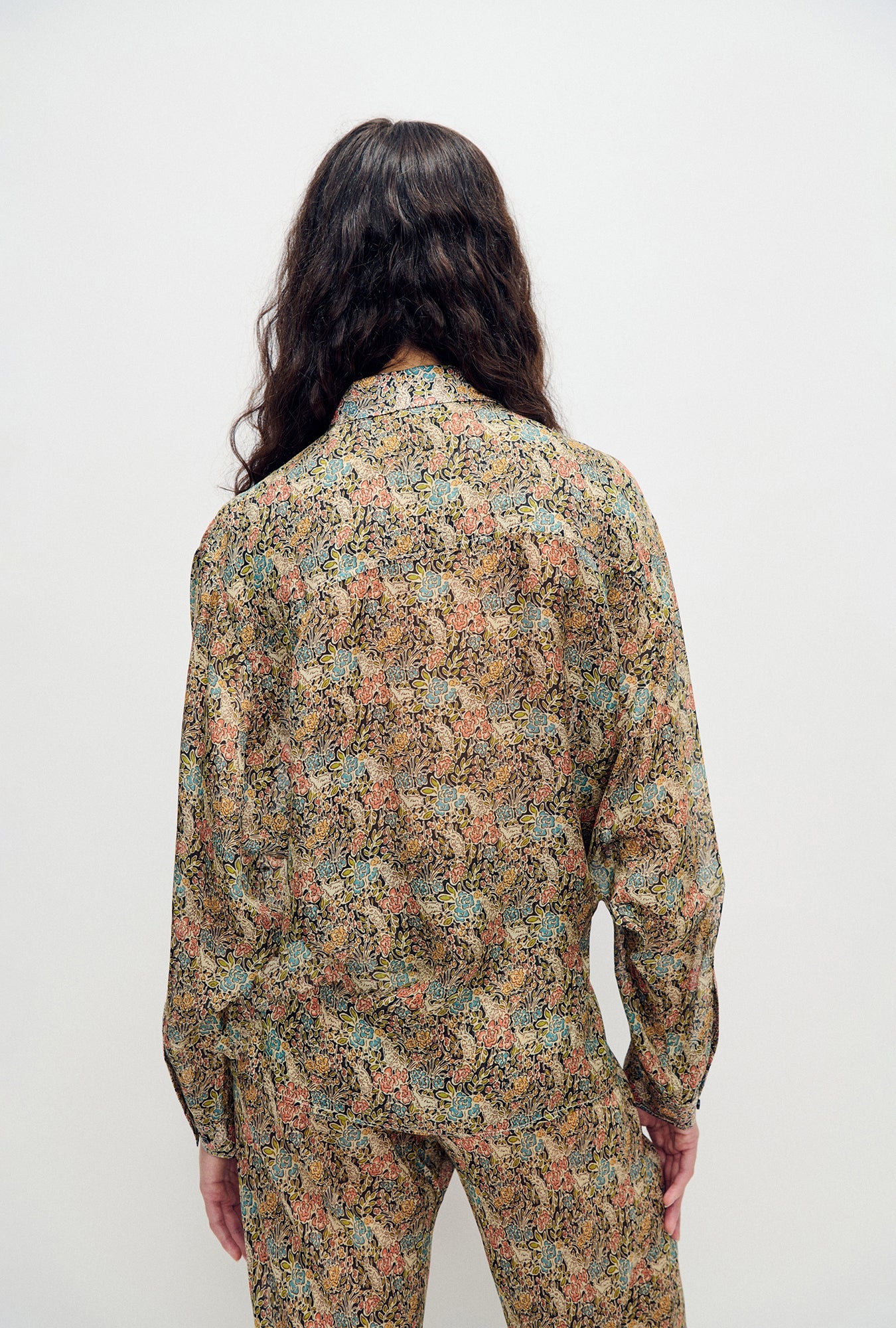 Silk Laundry Chiffon Crossover Shirt (Sugar Floral)