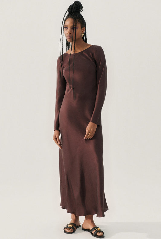 Image of Dresses. Productname: Sienna Dress Cacao in Cacao colour by brand - Silk Laundry