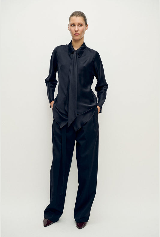 Image of Shirts. Product name - Bias Cut Shirt Black in Black colour by brand - Silk Laundry
