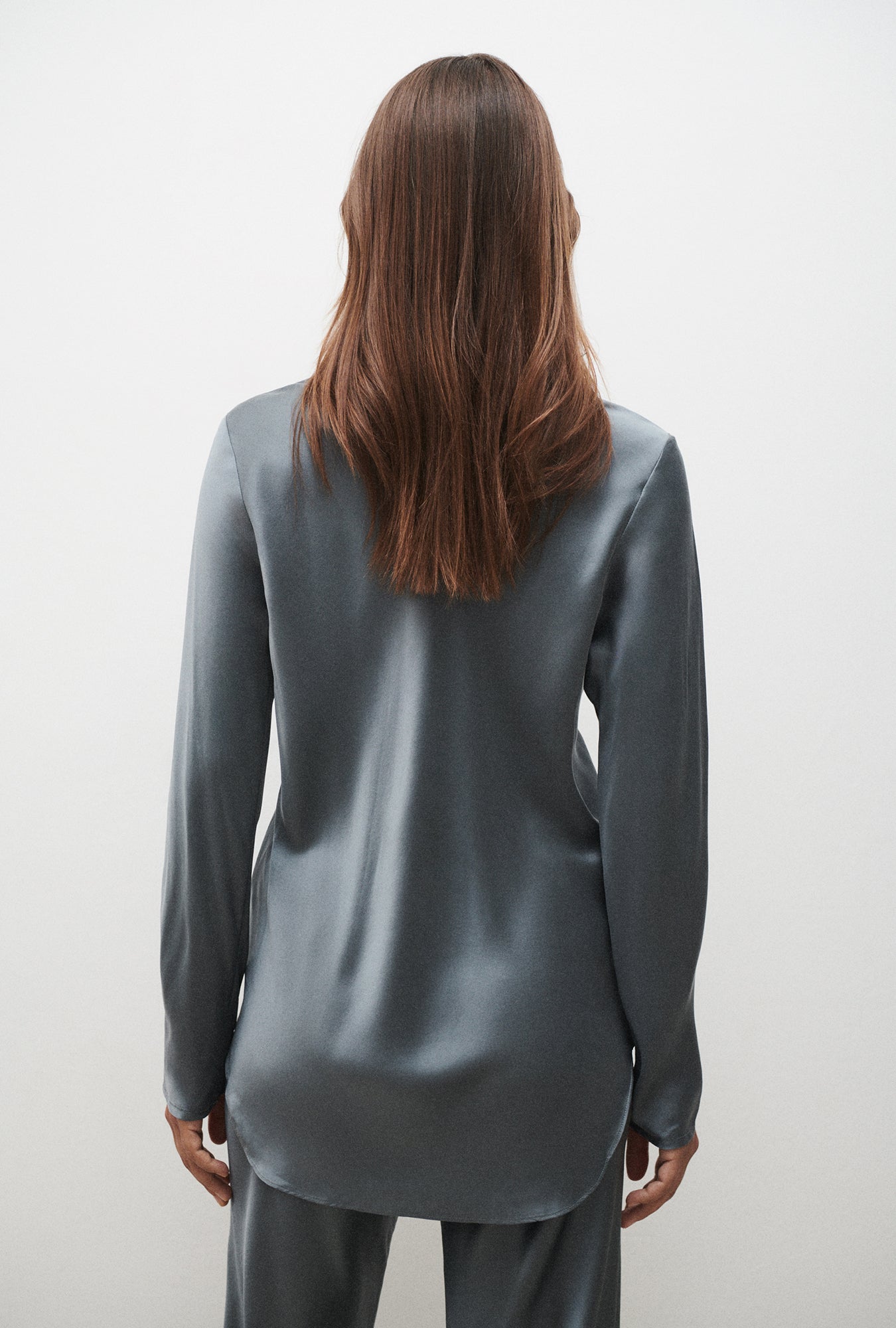 Silk Laundry Bias Cut Shirt (Slate)