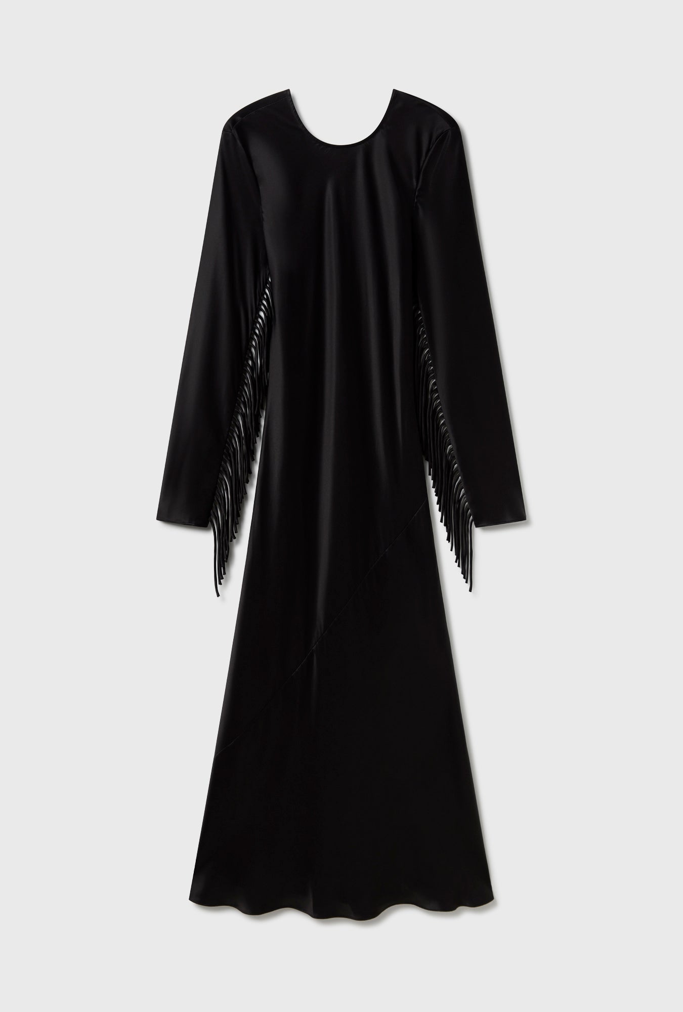 Silk Laundry FRINGE FULL SLEEVE BIAS DRESS (Black)