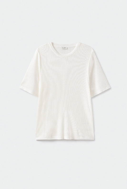 Silk Laundry Ribbed T-Shirt (White)