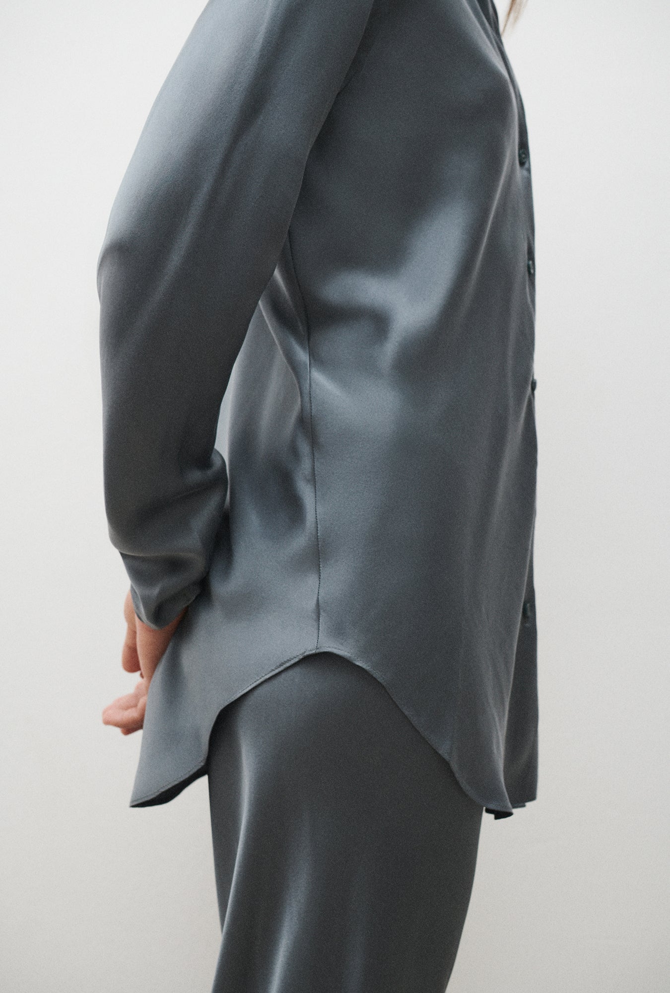 Silk Laundry Bias Cut Shirt (Slate)