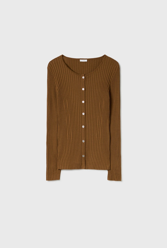 Silk Laundry Ribbed Cardigan (Drought)