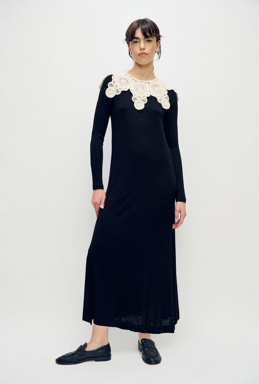 Image of Dresses. Product name - Merino Full Sleeve Dress Black in Black colour by brand - Silk Laundry