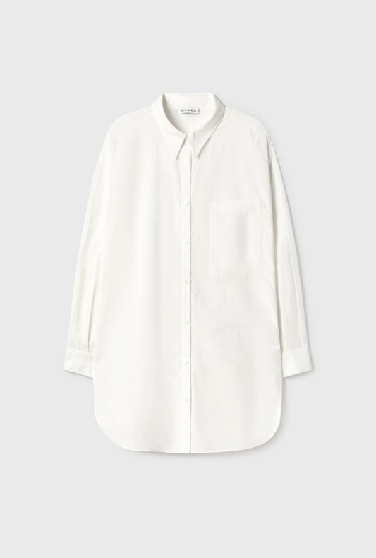 Image of Shirts. Productname: Cotton Silk Round Shirt White in White colour by brand - Silk Laundry