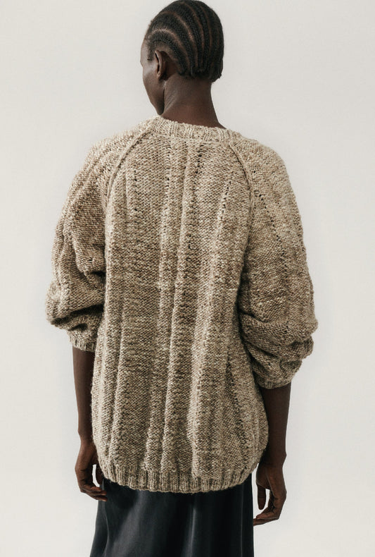 Image of Cardigans. Product name - The Big G Cardigan Natural Brown in Natural Brown colour by brand - Silk Laundry