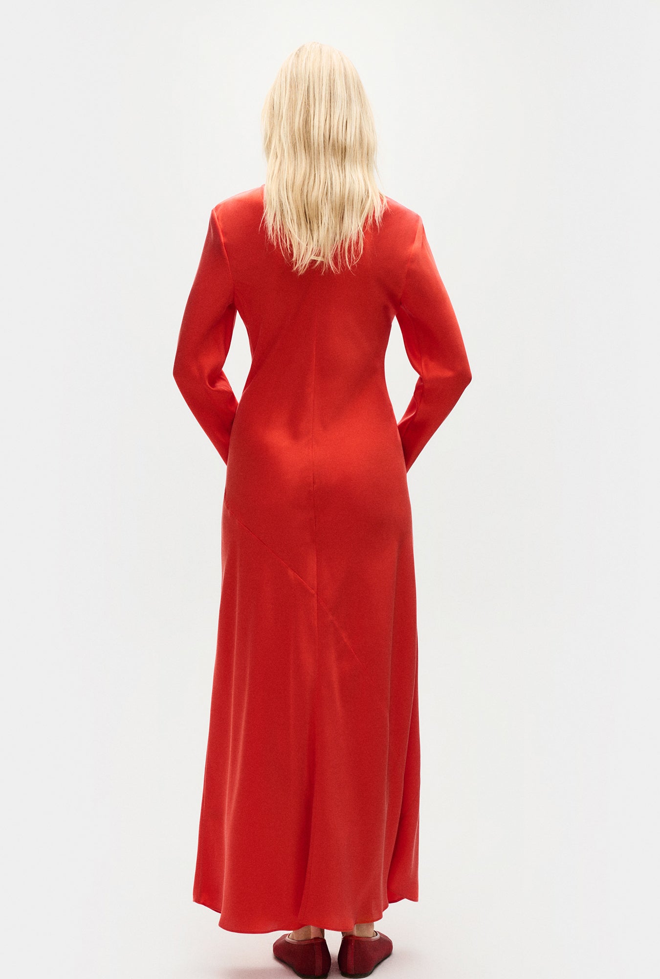 Silk Laundry Full Sleeve Bias Dress (Geranium)