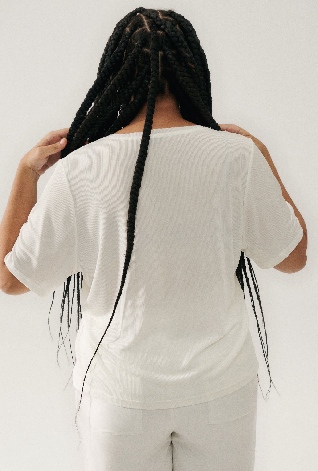 Silk Laundry Ribbed T-Shirt (White)