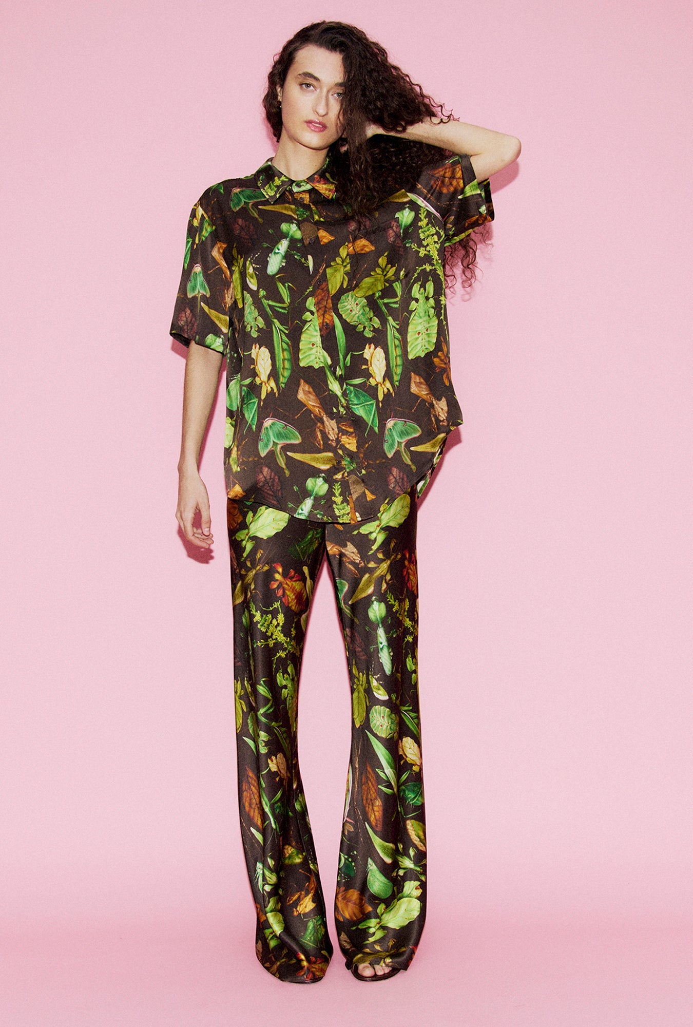 Silk Laundry Bias Cut Pants (Bug Camo)