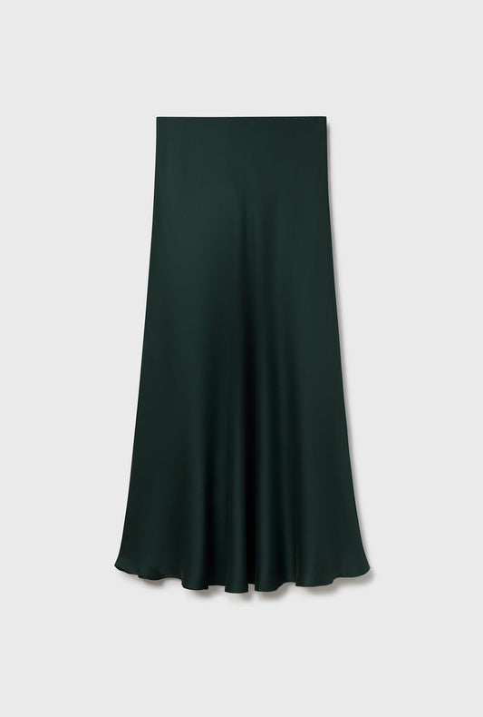 Silk Laundry Long Bias Cut Skirt (Scarab)