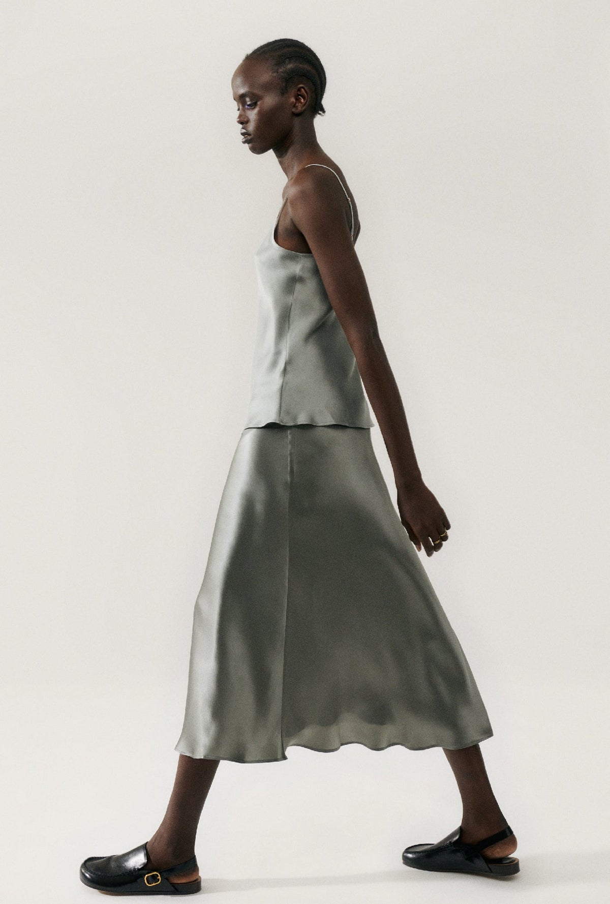 Silk Laundry Long Bias Cut Skirt (Moon)