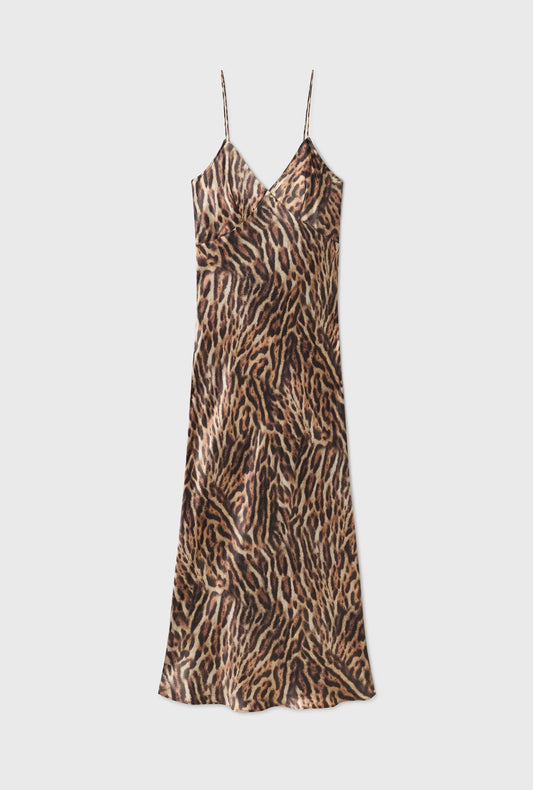 Silk Laundry Deco Rouleau Dress (Leopard)