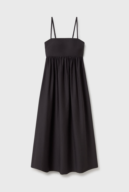 Cotton Silk Tulip Dress (Black)