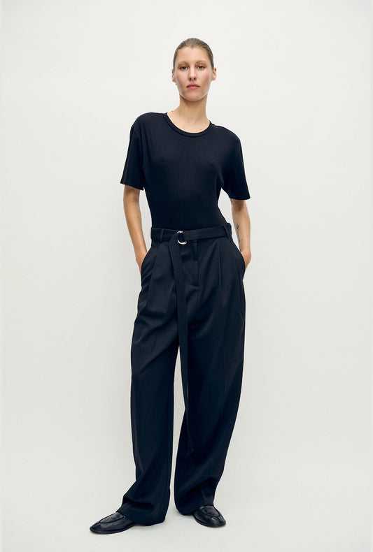 Image of Bodysuits. Product name - Bodysuit Tee Black in Black colour by brand - Silk Laundry