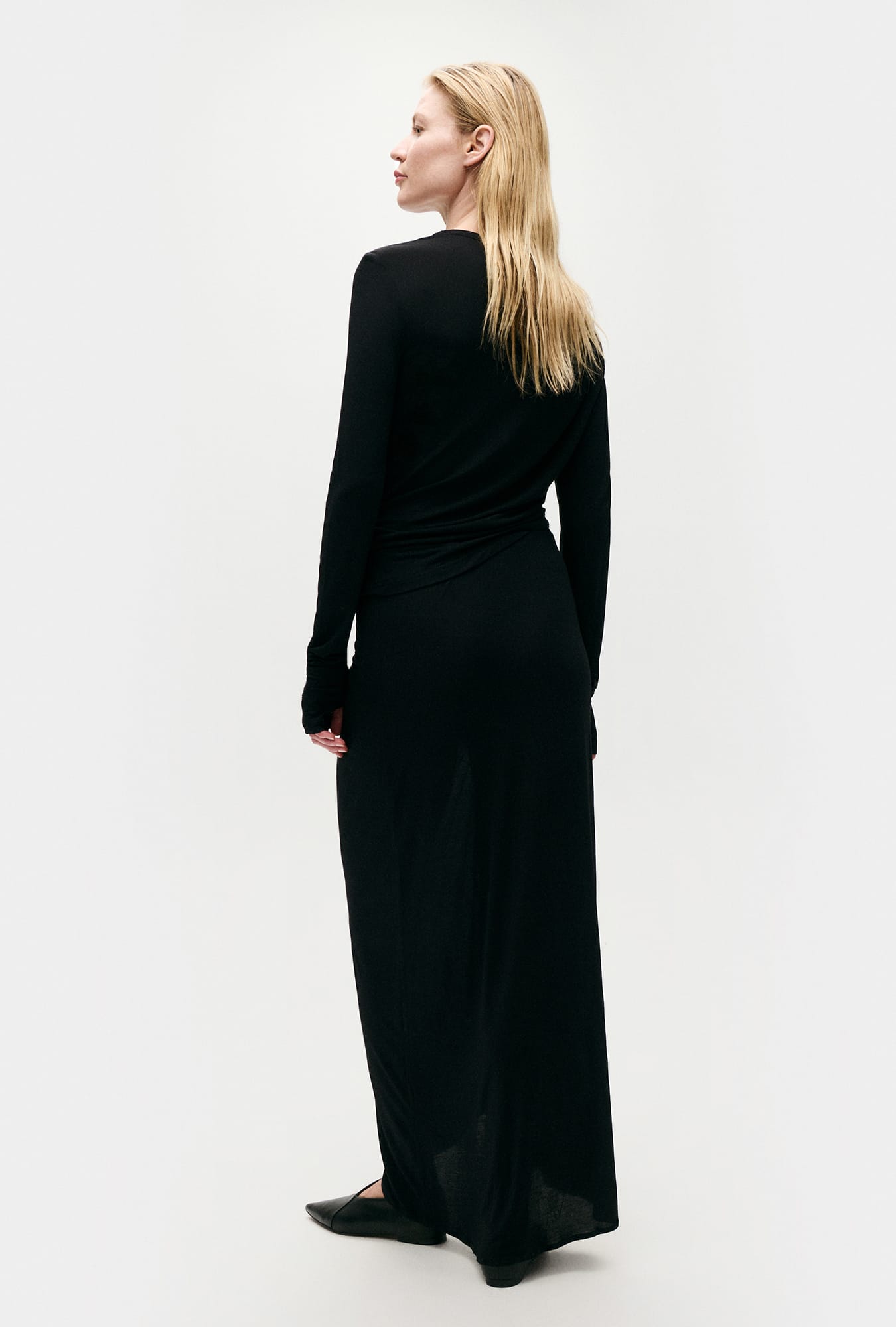 Silk Laundry Jersey Modal Ruched Skirt (Black)