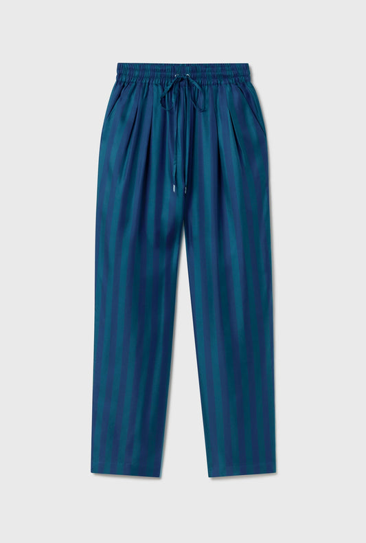 Image of a model wearing Pants. Productname: Twill Slouch Pants Blue Depths in Blue Depths colour by brand - Silk Laundry