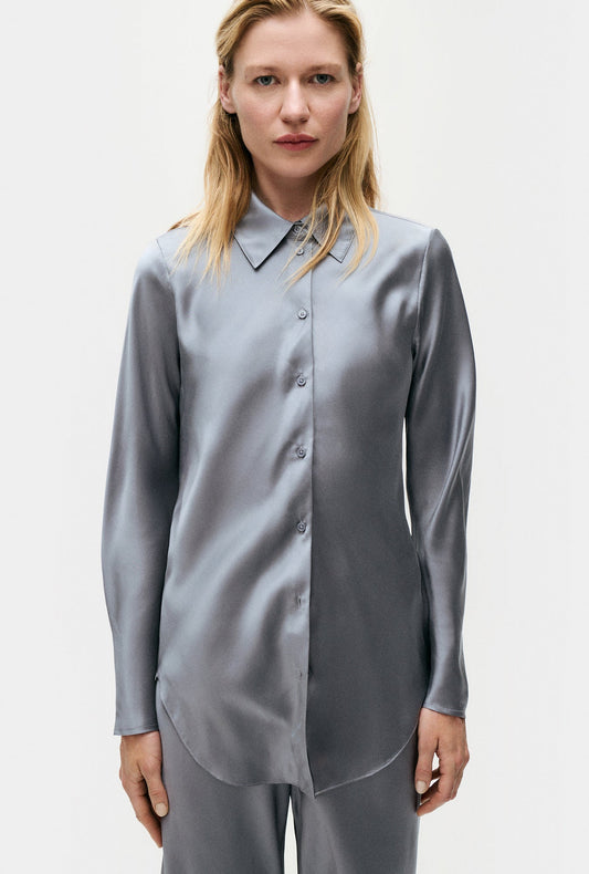 Image of Shirts. Productname: Silk Laundry Bias Cut Shirt Storm in Storm colour by brand - Silk Laundry