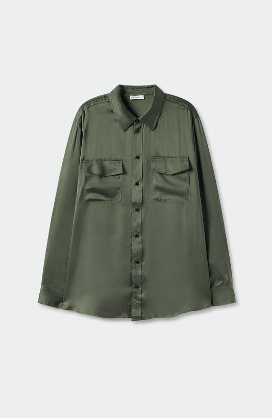 Silk Laundry Boyfriend Shirt (Cedar)