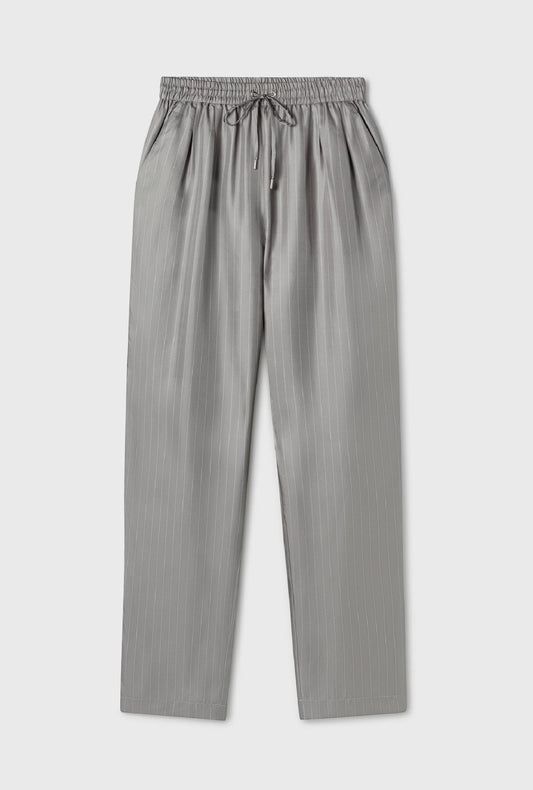 Silk Laundry Twill Slouch Pants (Moon Pinstripe)
