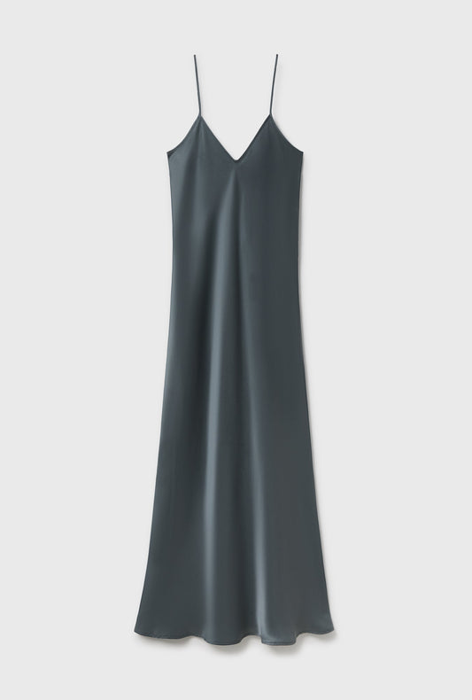 Silk Laundry 90S Slip Dress (Slate)