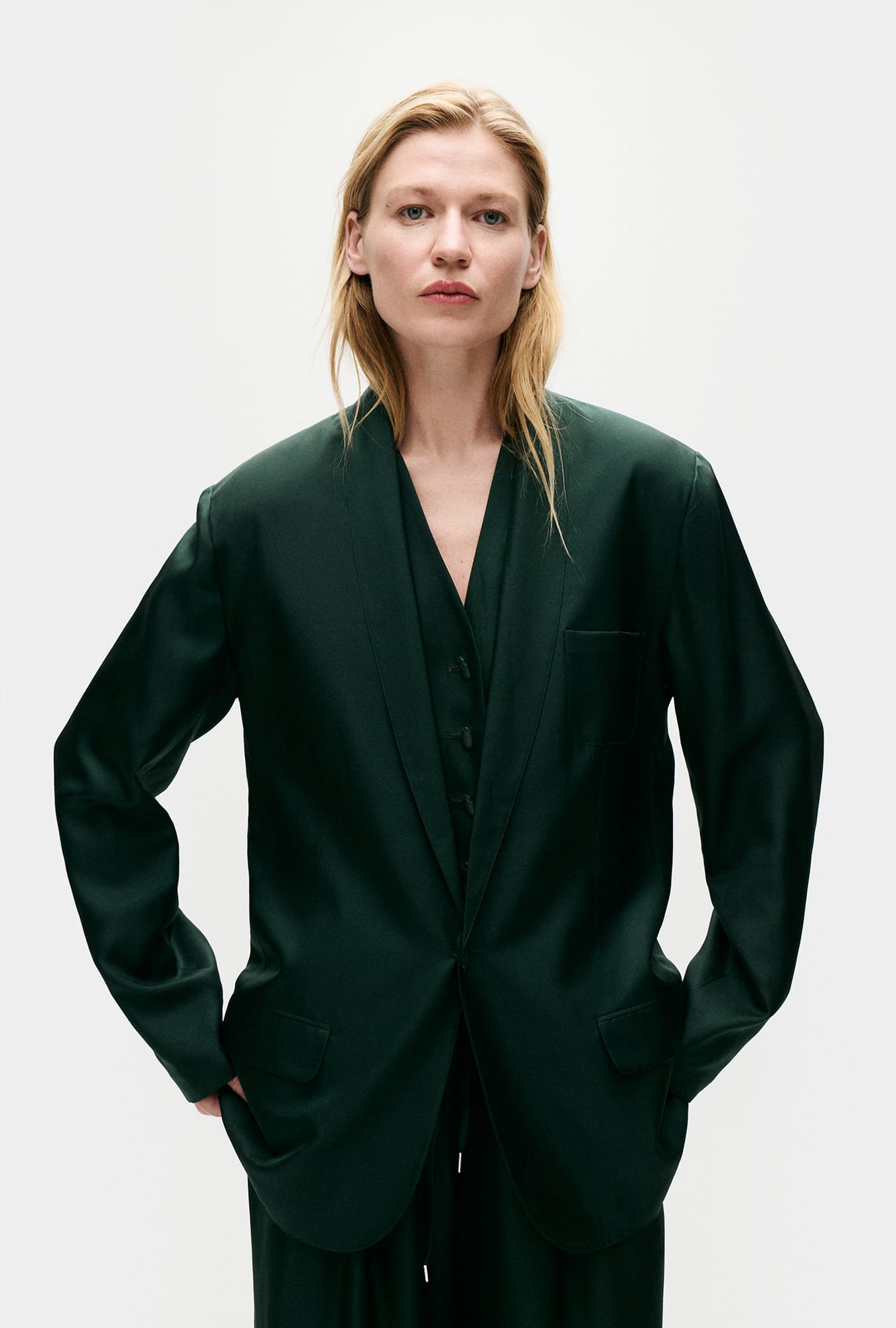 Silk Laundry Twill Miami Blazer (Scarab)