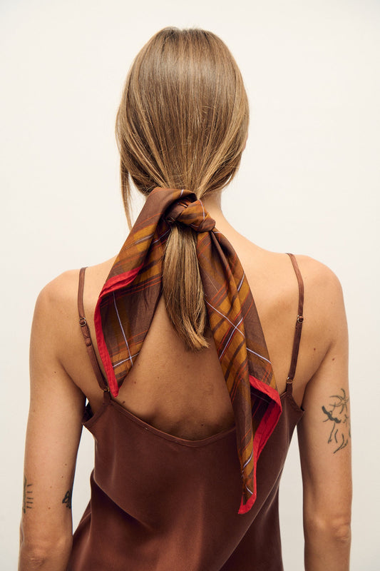 Image of Accessories. Productname: Silk Laundry COTTON SILK SCARF in Root Plaid colour by brand - Silk Laundry