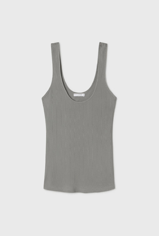 Silk Laundry Ribbed Tank (Moon)