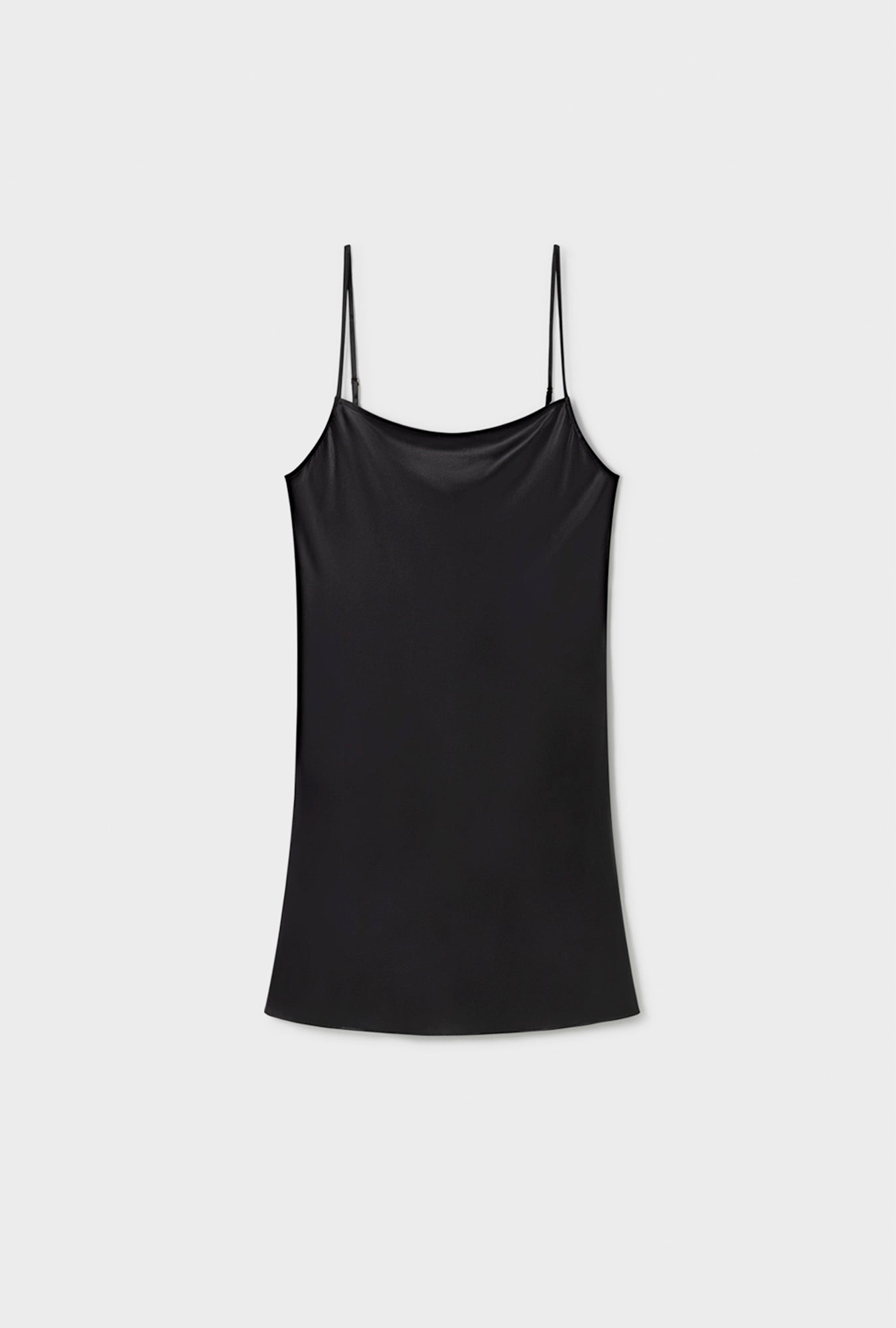 Silk Laundry Straight Neck Dress (Black)