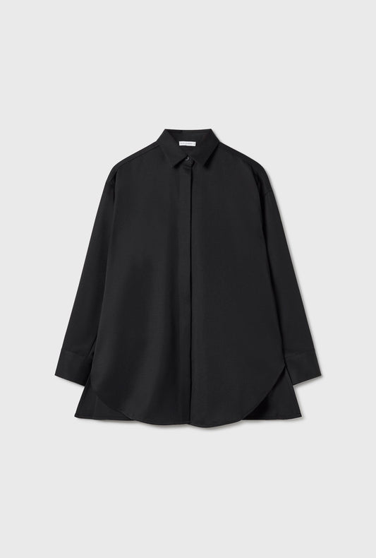 Silk Laundry Wool Overshirt (Black)
