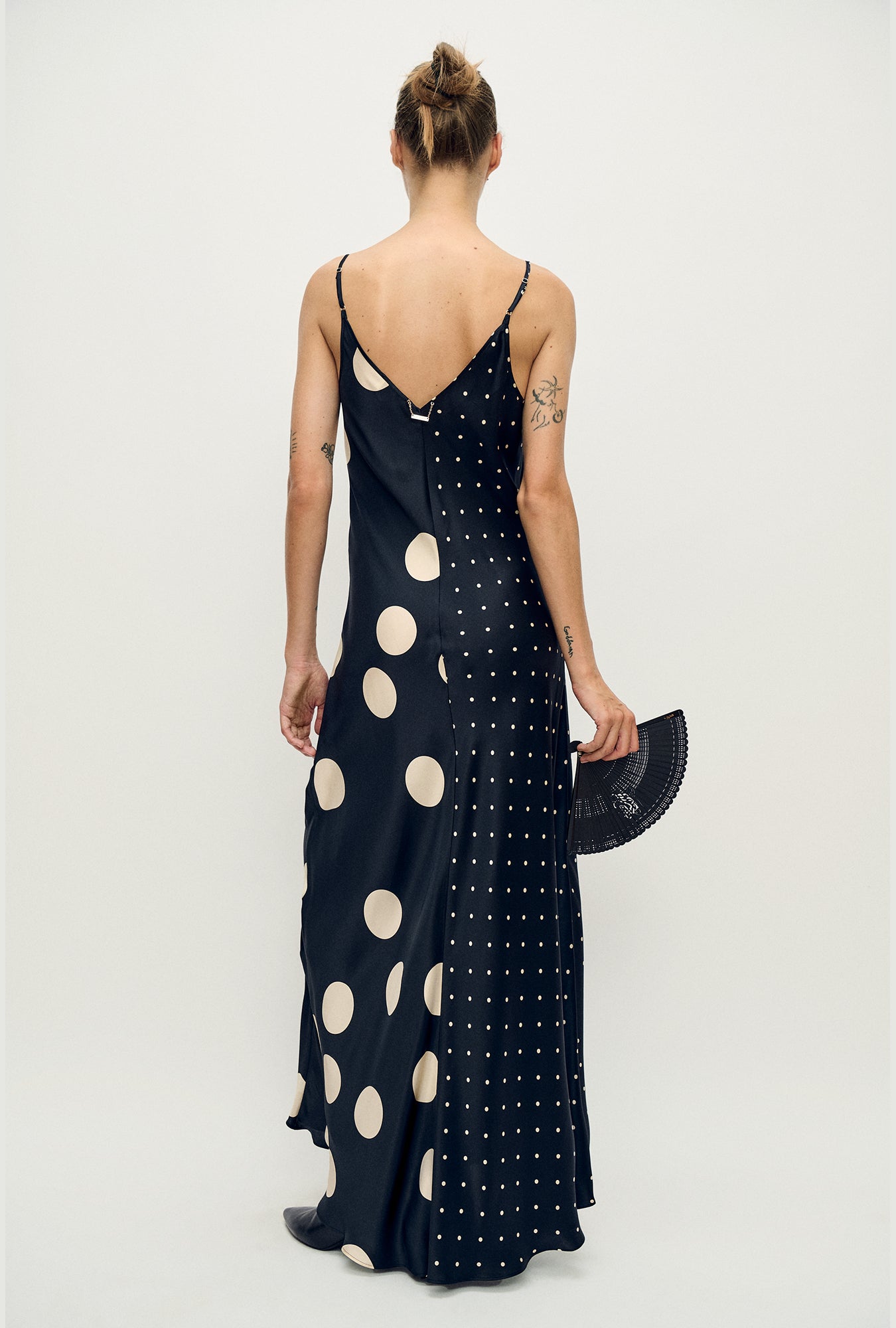 Silk Laundry Two-Tone Dress (Polka Mix)