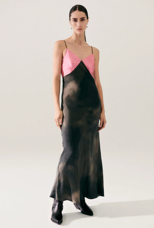 Image of Dresses. Product name - Deco Rouleau Dress Smoke / Hog Wash in Smoke / Hydrogen colour by brand - Silk Laundry