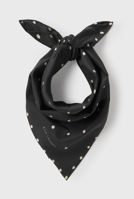 Image of Scarves & Shawls. Product name - Twill Scarf Small Polka Dot in Small Polka Dot colour by brand - Silk Laundry