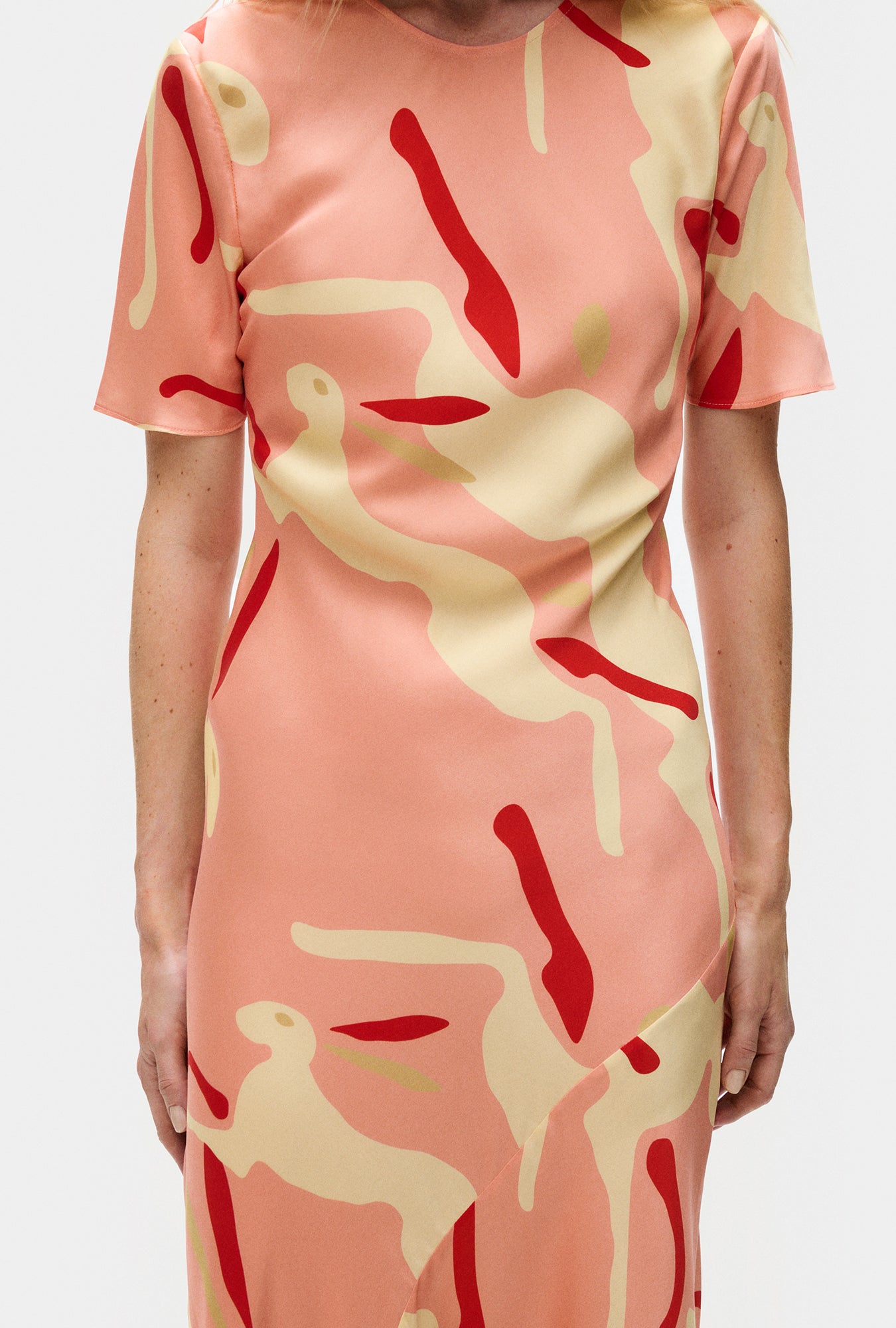 Silk Laundry Short Sleeve Bias Dress (Rabbit Amaranth)