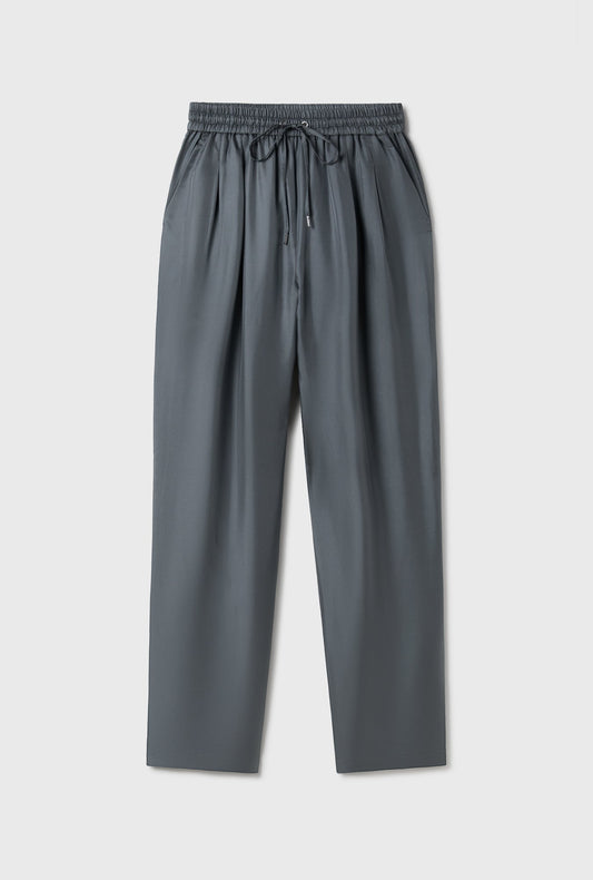 Silk Laundry Twill Slouch Pants (Slate)